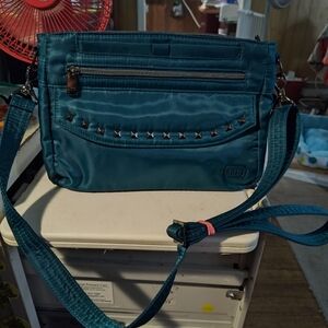 Lug Pacer Blue Crossbody dark teal Studded Travel Shoulder HandBag Purse